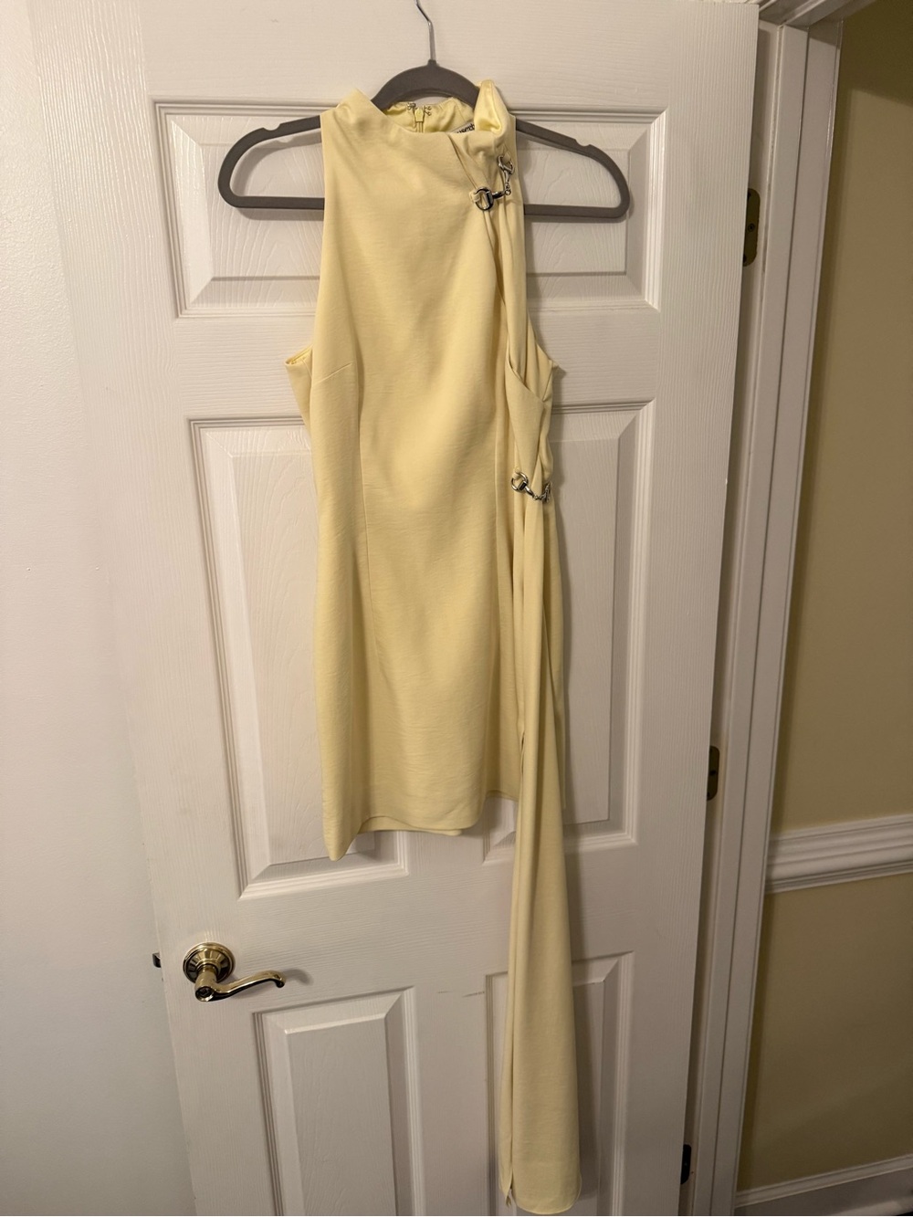 House of CB Pale Yellow Draped Mini Dress